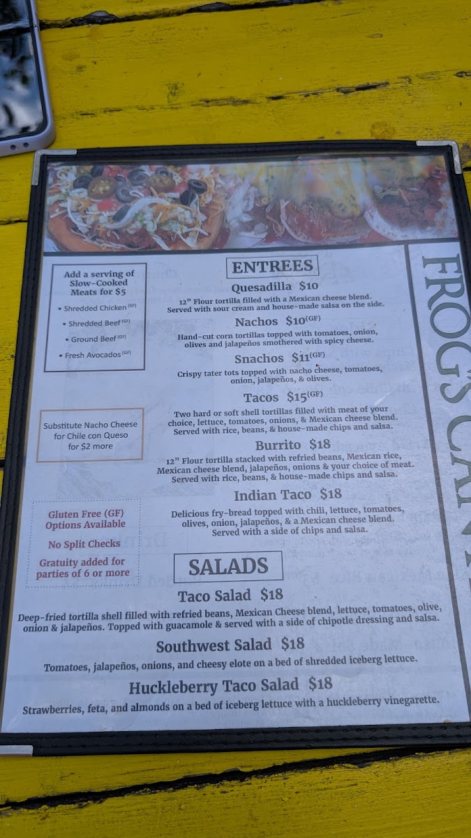 Menu Frog's Cantina-4